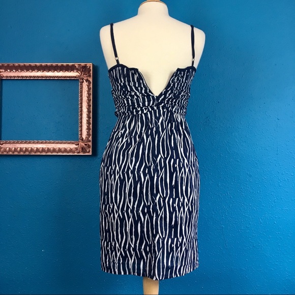 LOFT navy blue & white print dress 100% cotton, 2 - Picture 5 of 7